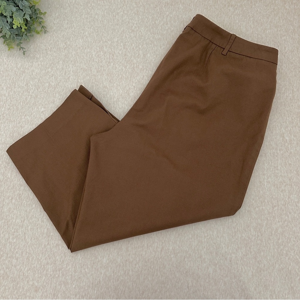 Talbots Women’s Casual High Rise Brown Cotton Ankle Pants Size 14W - Picture 11 of 11